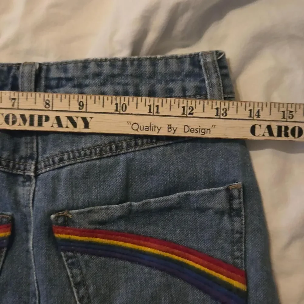 Forever 21 Embroidered Rainbow Pocket Denim Mini Skirt - Size Small Y2K retro